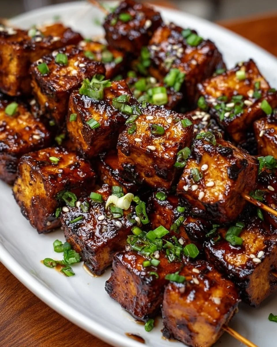 Gegrilltes Tofu in Knoblauch-Soja-Glasur