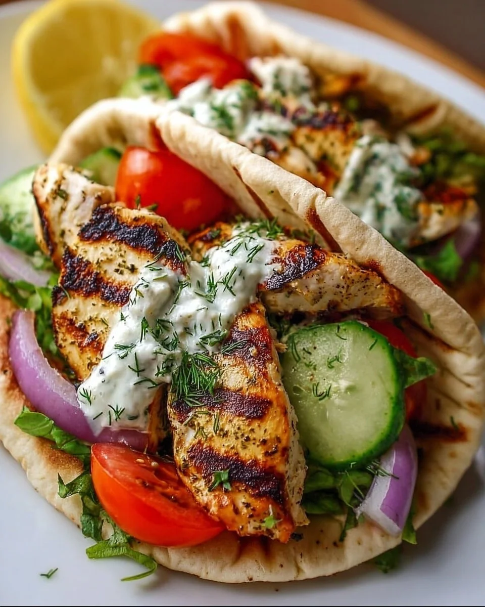 Griechisches Hähnchen im Fladenbrot