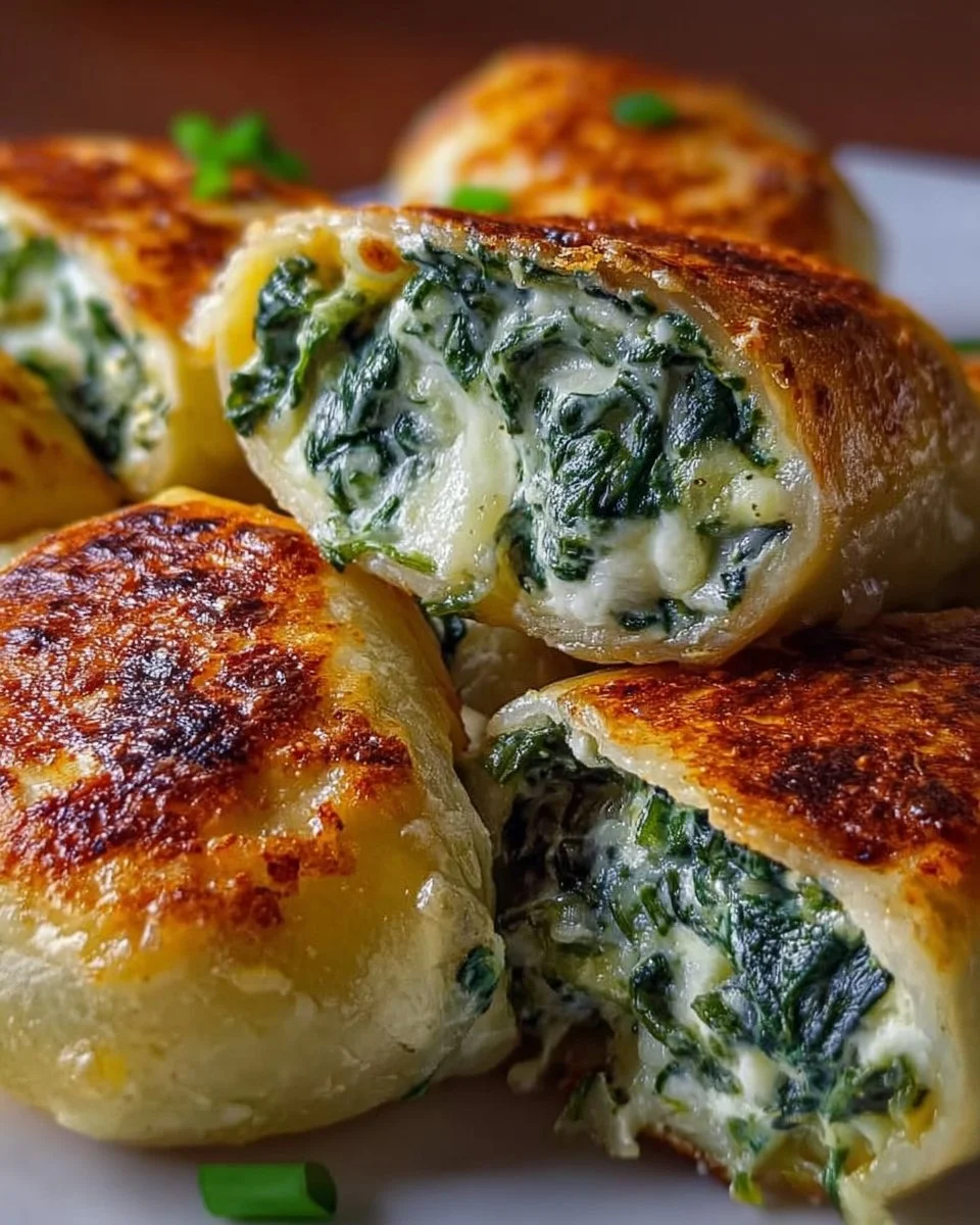 Kartoffeltaschen mit Spinat-Frischkäse-Füllung genießen!