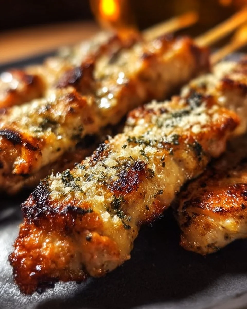 Knoblauch-Parmesan-Hähnchenspieße