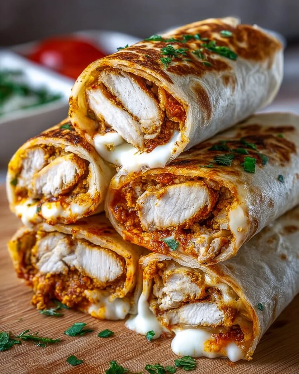 Knusprige Hähnchen-Mozzarella-Wraps aus dem Airfryer